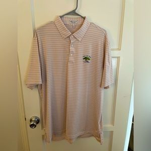 Peter Millar Striped Polo - White/Orange/Gray (L)